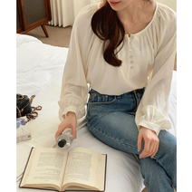 (내추럴룩) 셔링 라운드 나그랑 블라우스