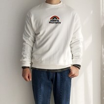 레브클래식 무지개 뽀글이 자수 워싱 맨투맨