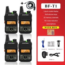 장난감무전기 토끼무전기 1234pcs baofeng bf-t1 미니 워키 토키 uhf cb 햄 라디오 방송국 아마추어 키즈 라디오 hf 트랜시버 baofeng t1 어린이, 4pcs 케이블 추가, 미국 사람
