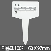 T자 대형 식물 이름표 X 100개 - 화분 식물 라벨 꽂이 칼라 컬러 분갈이 네임텍, 02_이름표_T인쇄(중)100장