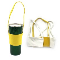 패브릭 드링크 백 텀블러 캐리어 아이스 컵 홀더 파우치 주머니 무지 패브릭 커피 슬리브 천 다회용 가방 커피 휴대용 손잡이 스트랩 테이크아웃 리유저블