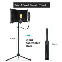 리플렉션 필터 가정용 방음부스 팝필터 전문 사운드 흡수 보컬 녹음 패널 접이식 조절, 패키지 3