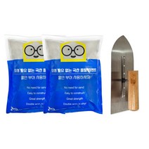 철물팩토리 벽보수 국산 몰탈 시멘트2kg 2개+흙손 세트 보수공사 균열 급결, 몰탈시멘트 2kg 2개 +흙손