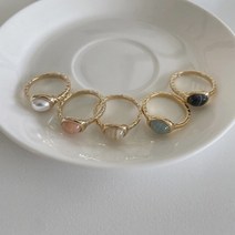 여자 빈티지 골드 원석 프리사이즈 반지 5컬러