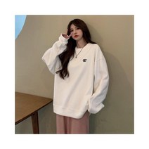 와이케이하우스 게으른 바람 느슨한 흰색 라운드 넥 스웨터 조수 인 봄과 가을 얇은 블라우스 여성의 2021 새로운 봄 한국어 버전_68218
