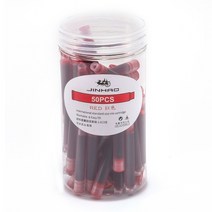 만년필입문 저가 만년필 50pcs 컬러 잉크 카트리지 세트 만년필 Jinhao 2.6mm 범용 표준 리필 편지지 사무실 학교 쓰기 F612 만년필, 빨간색