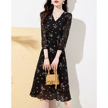 우아한 프린트 쉬폰 원피스 슬림핏 블라우스 스커트WHC23020422