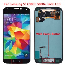 5.1 슈퍼 amoled s5 lcd 삼성 갤럭시 s5 i9600 g900a lcd 디스플레이 터치 스크린 삼성 s5 lcd 수리에 대한 홈 버튼, 아몰레드 블랙 버튼