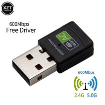 네트워크 랜카드 무료 드라이버 USB 와이파이 어댑터 600Mbps 동글 2.4G 5Ghz 안테나 이더넷 PC Lan AC 수신기 무선 카드 컴퓨터 오피스 장치 최신 고품질, [02] 600m