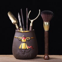 보이차 다도용품 다기 다구 차도구 차나이프 세트 악세사리 Haofeng 흑단 다도 여섯, 위 안산 여섯 신사-블랙