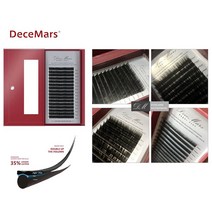 Decemars 속눈썹연장 타원형 납작모 무광 밍크 검정색 16줄 인조 가속눈썹, 1개, 0.20 mm C컬 12 mm