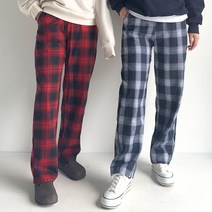 쇼달 촉감 좋은 플란넬 타탄 체크 밴딩 바지 (남여공용)