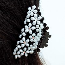 SUNNYDAY 고급 진주 헤어집게핀 꽃 플라워 올림머리 반머리 반묶음 긴머리 중단발 성인 여성 고급 헤어 악세사리 헤어핀 머리핀 O9