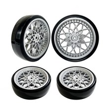 4pcs/set High-quality Rubber Drift Tires Bald Tyres Wheel Hub Kits for WPL D12 D42 RC Tru Modificati, [01] Silver