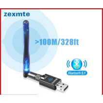 Zexmte 100M USB 블루투스 어댑터 5.0 송신기 328ft 무선 오디오 수신기 동글 PC 컴퓨터 리시버 동글이 블루투스, Bluetooth 5.0 20M