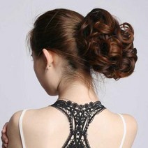 초니 붙임머리 자연스러운 똥머리 집게 당고머리 가발 연브라운:one-size, 1개, 색상