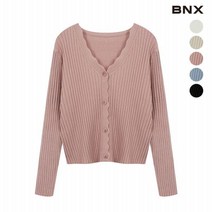 BNX 여성 골지 프릴 브이넥 가디건