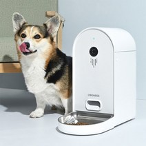 홈캠 겸용 쌍방음성 독일인증 사료걸림방지 특허 자동급식기 강아지 고양이 펫캠 밥그릇 홈카메라, 화이트