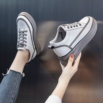 도오빠 리루레 여성 가죽 스니커즈 키높이 5.5cm 통굽 운동화 캔버스화 발편한 봄 가을 여자스니커즈