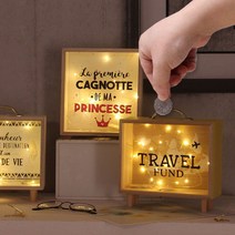 말랑컴퍼ㄴI_투명저금통 원목 특이한장난감 인테리어 모금함 빈티지 나무 한저금통 신기한 특이한+MaIIan, 선택옵션_노랑