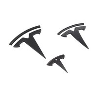 사이드월 라운지쉘터 레이어닝 카라반Afly 3 피스 탄소 섬유 스티커 테슬라 로고 모델 Y 2021 전면 후면, 01 Matte Black_02 for model y