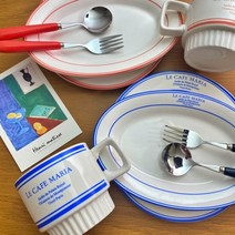 오벌플레이트 레터링 르카페마리아 3P, 원형플레이트, 레드