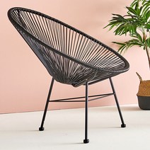 뉴코드체어 야외의자 라탄 안락의자 라탄체어 아카폴코 비치의자 테라스, 블랙, 고정, 단품(1개)