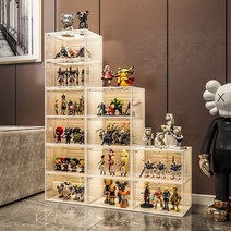 아크릴 피규어 진열장 레진 투명 보관함 쇼케이스, 4칸-바이탈오렌지