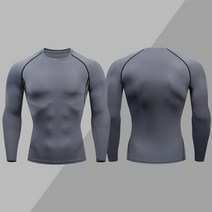 가성비전기자전거 전기전동자전거 남성용 압박 티셔츠 타이트 러닝 조깅 운동 스포츠웨어 긴 소매 러쉬, 10 B-Gray, 01 S Fit ( 45-55 Kg )