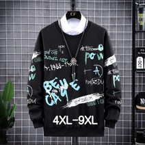 쥬엔리치 남자 빅사이즈 맨투맨 라운드넥 얇은 면 남성 긴팔티 바지 4XL-9XL