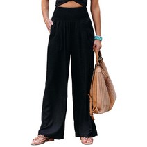 여성통바지 부츠컷 여자겨울 바지 기모 슬랙스 여성와이드팬츠 여성 바지 코튼 린넨 솔리드 탄성 허리 바지 솔리드 루즈 캐주얼 와이드 레그 팬츠 하라주쿠 패션