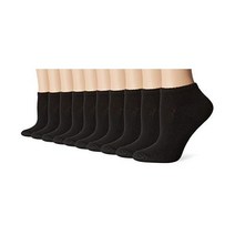 헤인즈 여성 가치 저절부 부드러운 수분주름 양말 10팩, Black - 10 Pack, 8-12