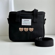 우아로그 귀여운 곰돌이 보온 보냉백 가방고리, 블랙