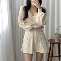 블링앤수 봄날데이트룩 여성 슬림핏 브이넥 원피스 KZZ105