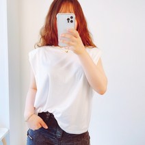 [얼굴작아보이는나시] 고급 스퀘어 어깨뽕 숄더 어깨 패드 실켓 루즈핏 민소매 나시