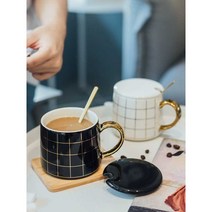 카페머그컵 손잡이 제작 커피 화이트 티그린 수입, 화이트블랙세트
