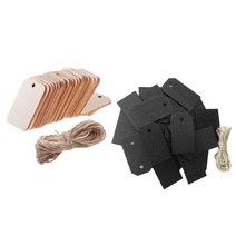 GHSHOP 빈 50x 나무 선물 태그 가격 레이블 Xmas Charms Unpainted Decorations, 설명, 블랙 우드