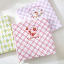 컬러 체크 정사각 다이어리 모눈 업무용 직장인 데일리 사무용 업무 여행 그리드 미니 다꾸 귀여운 핸디 PVC커버 감성 슬림 노트, 색상, 핑크