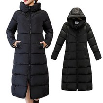 여성 2size 후드 롱패딩 점퍼 자켓 블랙 여자 기본 베이직 단정한 방한 한파 아우터 외투 겨울 혹한기