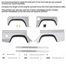 트랙스 Trx4 디펜더 브론코 K5 G500 축 Scx10 자동차 쉘 인테리어 시트 D110 컨버터블 버전 313/324mm 하드 카, [19] Wheel arch (grey)
