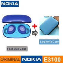 노키아 E3100 TWS 헤드폰 Fone Auriculares 무선 블루투스 이어폰 HD 전화 400mAh 안드로이드 IOS 레드 오렌지 핑크 헤드셋, 규격 없음, E3100 Blue and Case