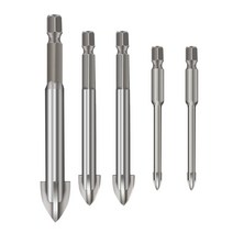 shangren 5x 드릴용 날은 3-7mm를 꿰뚫는 세라믹 벽돌 나무 펀칭 구멍을 놓았습니다, 3 4 5 6 7mm, 은, 합금