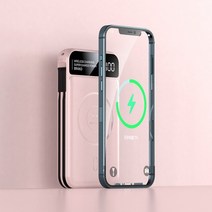 애플워치보조배터리 10000mah 자기 전원 은행 무선 충전기 apple ​iphone, 분홍색