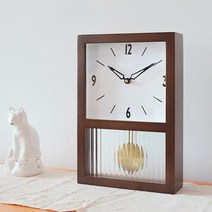 마츠리센 무소음 괘종시계, 체크, 원목