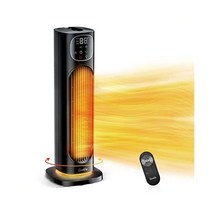 Grelife 61cm(24인치) 공간 히터 75° 진동 전기 히터 야간 조명 리모컨 과열 및 팁 오버 보호 ECO 모드 12시간 타이머 온도 조절기 실내 사무실 가정용 1500