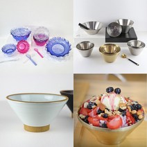 카페 예쁜 빙수 그릇 39종 모음 볼 화채 요거트 시리얼 디저트 스푼 팥빙수 설빙 화채, 31. 스텐 이중 샤틴 빙수볼, 중