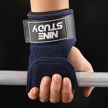 메인워크 가죽 헬스 스트랩 프로 파워 리프팅 좌우 손목보호대 일체형 풀업 턱걸이 역도 데드리프트 웨이트 스트렙, 네이비