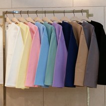 남녀공용 기모 파스텔 민트 오버핏 무지 쭉티 남성 긴팔티 10color