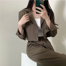 (자켓+슬랙스 세트가격) 어반 크롭 투피스 셋업 세트