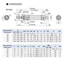 유압리프트 MA 16/20/25/32/40mm 스테인레스 스틸 25-500mm 스트로크 복동 미니 공압 공기 실린더, 03 Stroke 75_05 MA40